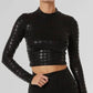 Noli - Houndstooth Tone Long Sleeve Top