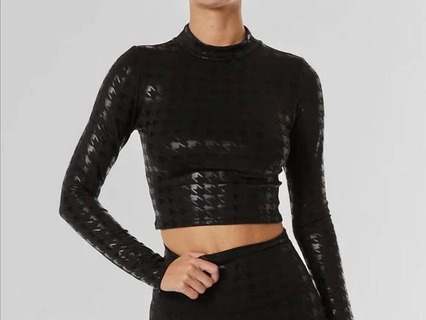 Noli - Houndstooth Tone Long Sleeve Top