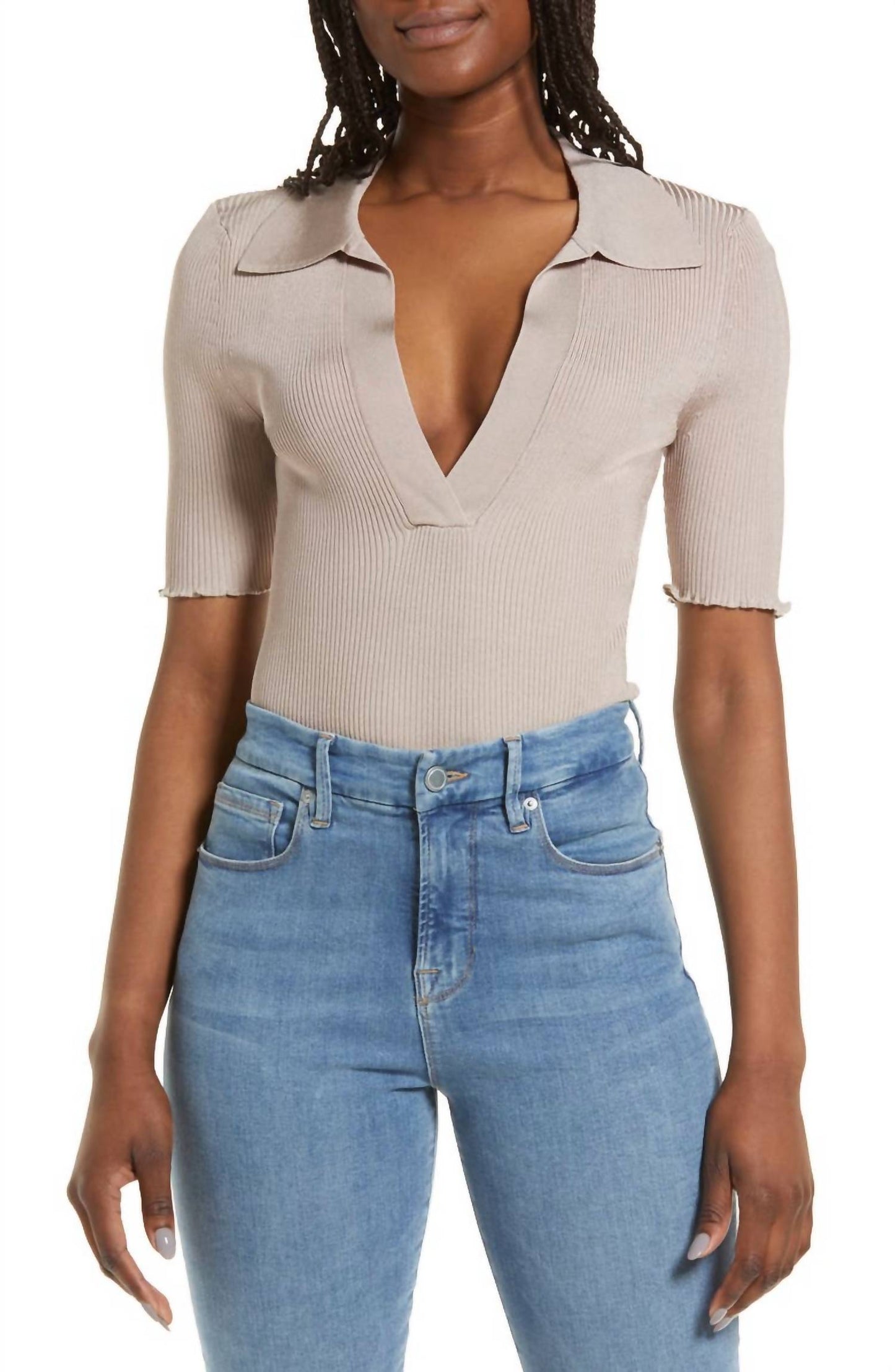 Good American - PLAITED RIB POLO