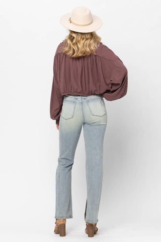 Judy Blue - High Waist Destroyed & Inseam Slit Straight Denim Jeans