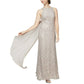 Alex Evenings Sequin Lace Drape Back Gown - Beige