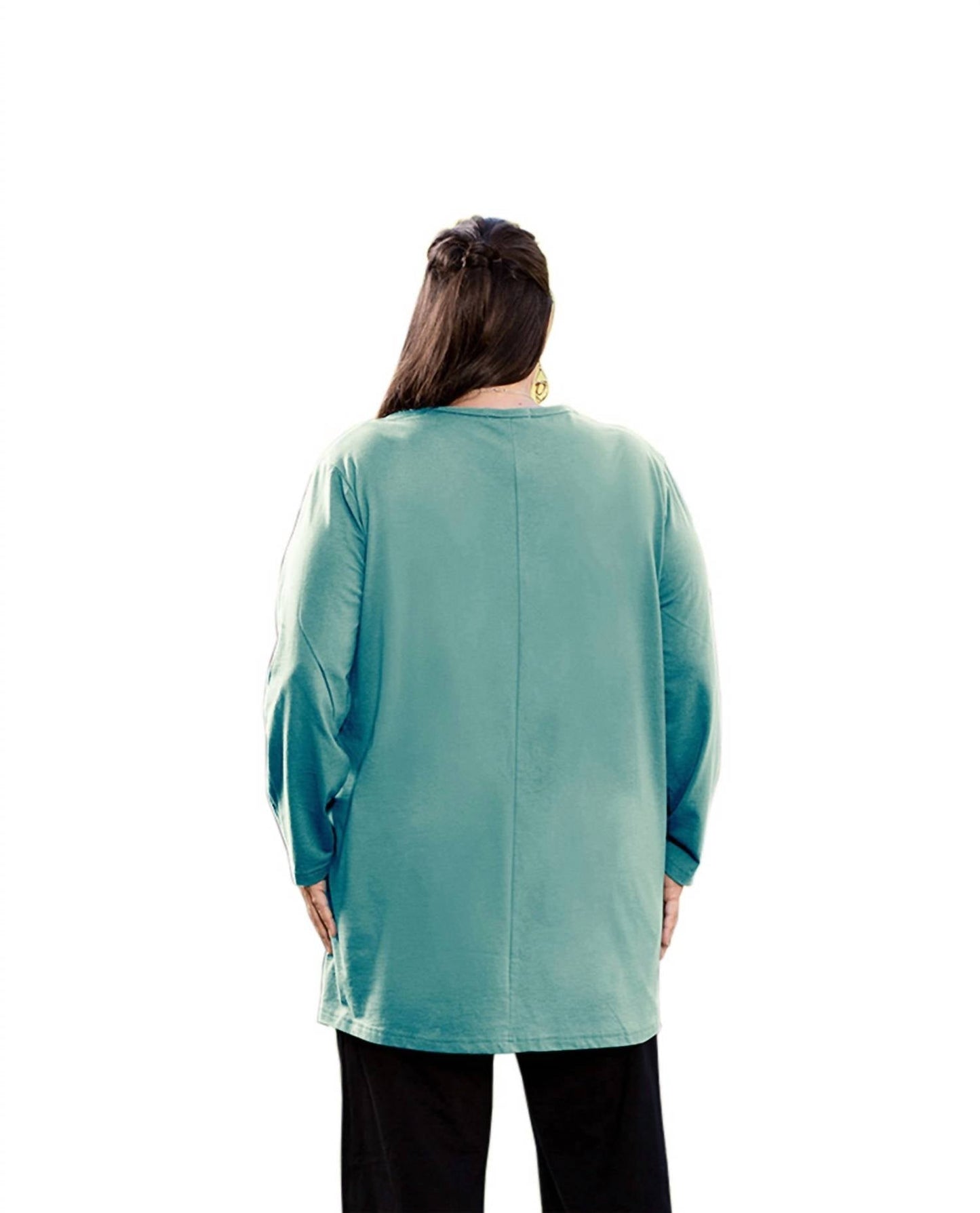 On The Plus Side - Jersey V-Neck Long Sleeve Tunic - Plus