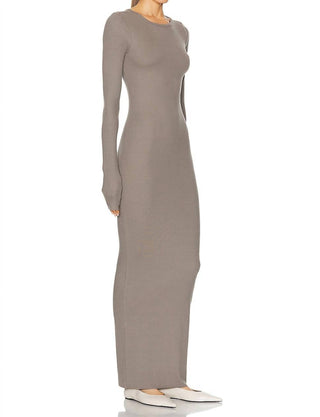 Eterne - Long Sleeve Crewneck Maxi Dress