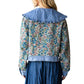 Veveret - Vintage Jacquard Ruffle Collar Denim Jacket