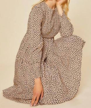 Anniewear - Smocking Bodice Tiered Midi Dress