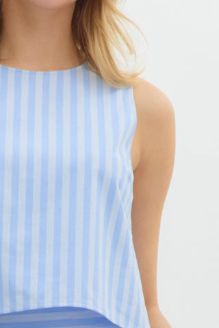 Entro - Striped High-low Hem Sleeveless Top