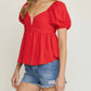 Entro - Bubble Sleeve Babydoll Top