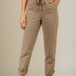 Very J - Solid Cotton High Waist Twill Pant