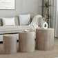 Set of 3 Rounded Wood Coffee Tables, End Tables, Plant Stands - Rustic Wood Finish