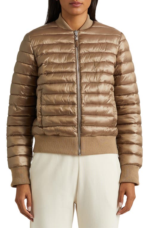 Lauren Ralph Lauren Puffer Jacket in Gold Metal, Size Small