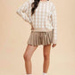 Anniewear - Houndstooth Round Neck Sweater
