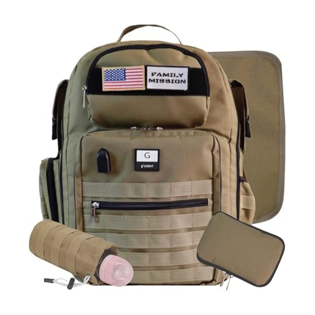 G'ccioni Diaper Bags Backpack,Travel Backpack,Insulated Bottle Pouch,Stroller Straps Changing Mat, Wipes & Bottle Pocket