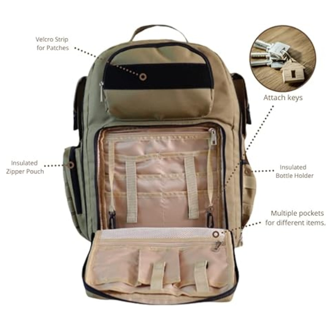 G'ccioni Diaper Bags Backpack,Travel Backpack,Insulated Bottle Pouch,Stroller Straps Changing Mat, Wipes & Bottle Pocket