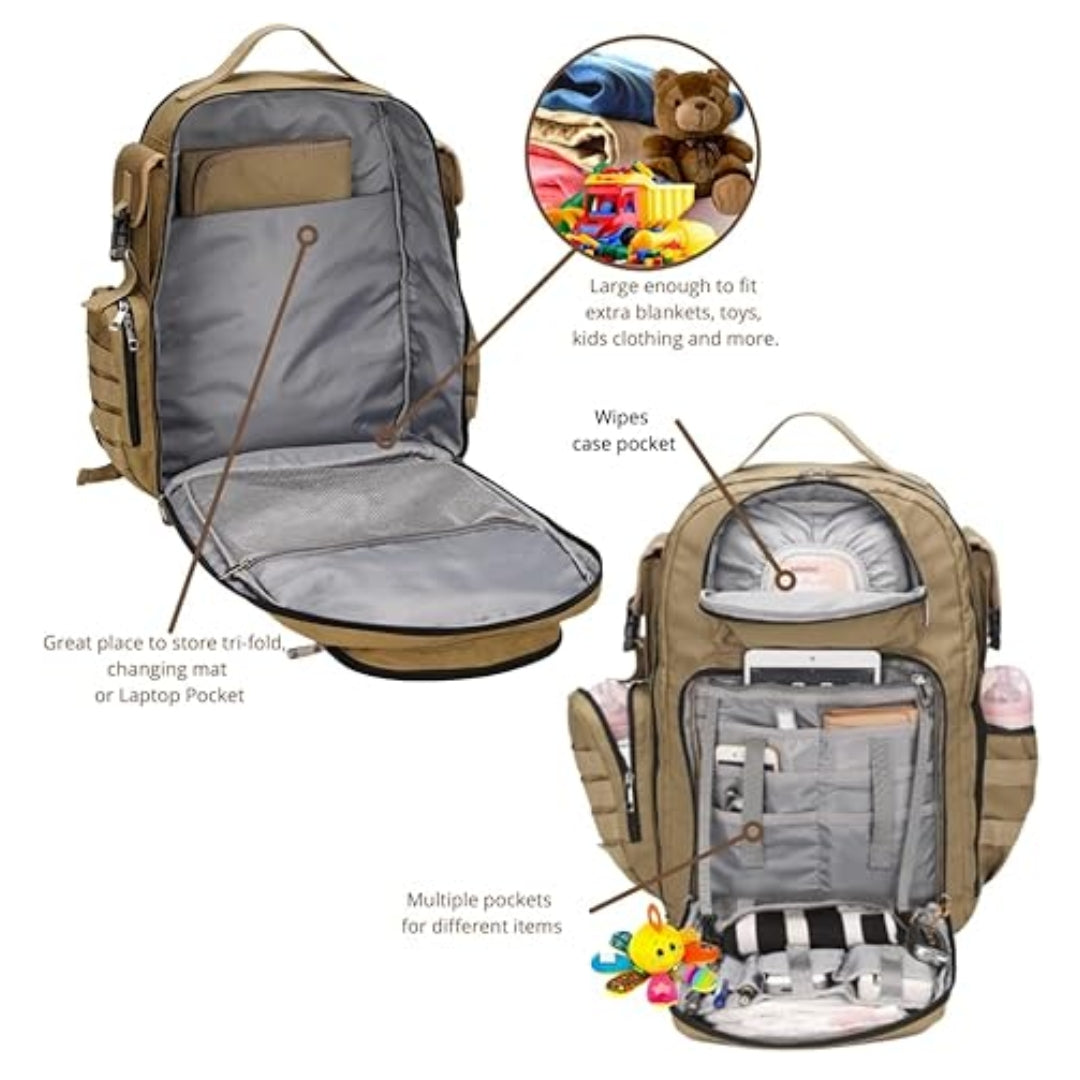 G'ccioni Diaper Bags Backpack,Travel Backpack,Insulated Bottle Pouch,Stroller Straps Changing Mat, Wipes & Bottle Pocket