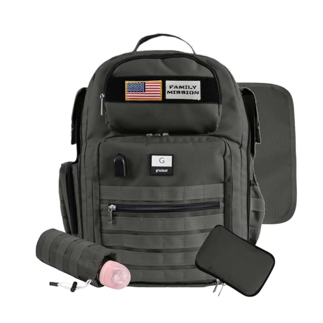 G'ccioni Diaper Bags Backpack,Travel Backpack,Insulated Bottle Pouch,Stroller Straps Changing Mat, Wipes & Bottle Pocket