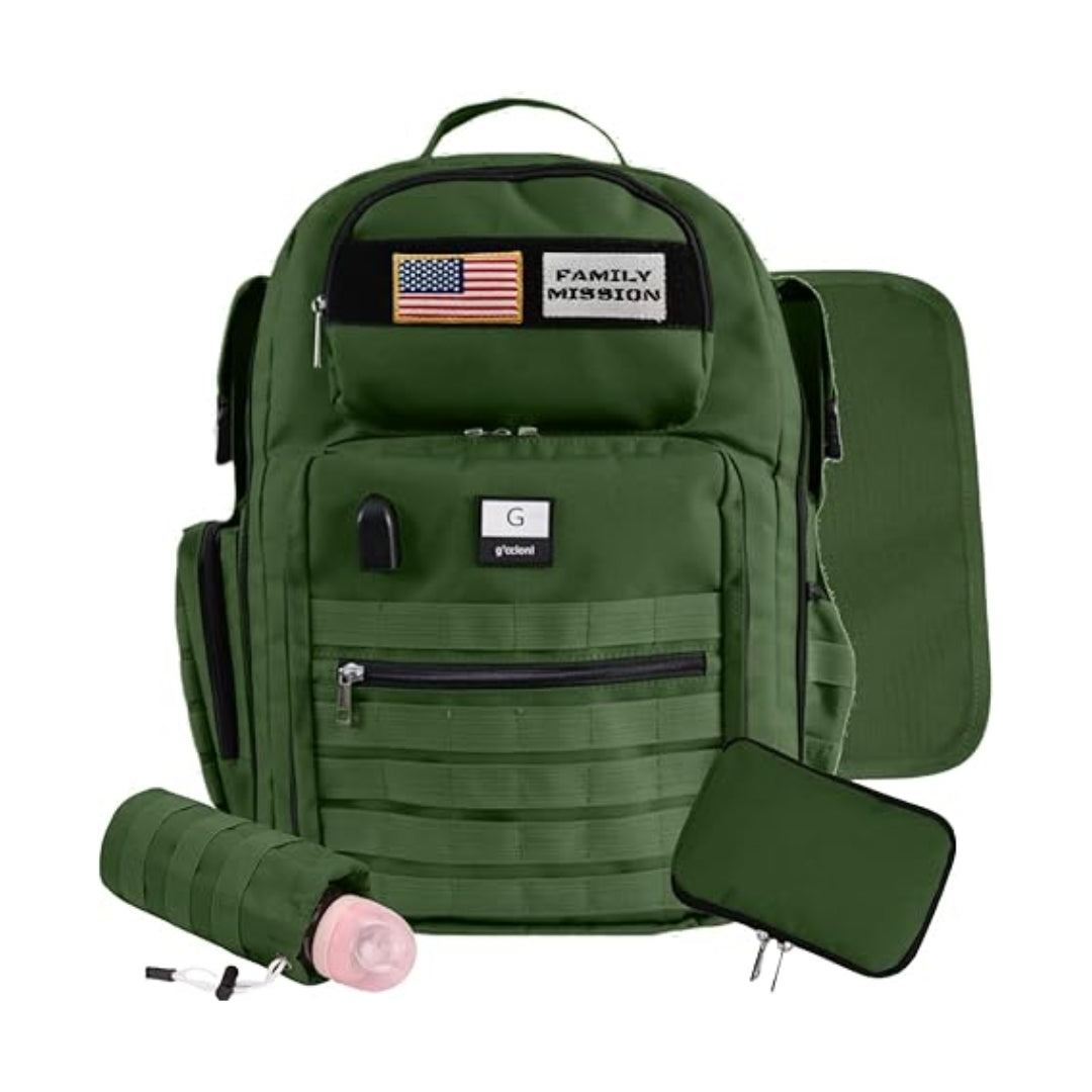 G'ccioni Diaper Bags Backpack,Travel Backpack,Insulated Bottle Pouch,Stroller Straps Changing Mat, Wipes & Bottle Pocket