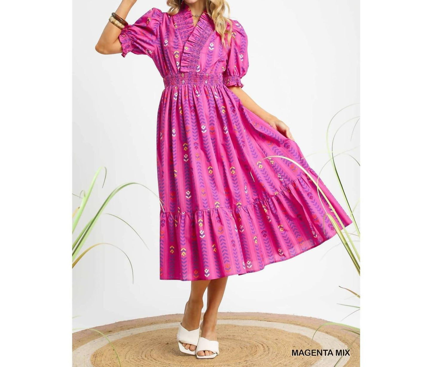 Style Usa - Ruffle Smocked Midi Dress