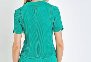 English Factory - Scallop Detail Crochet Knit Top