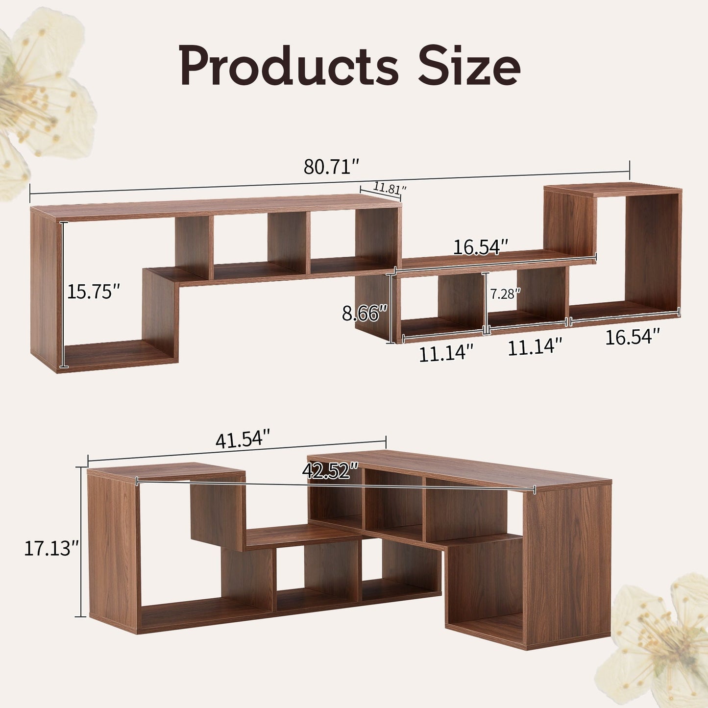Minimalist Cube TV Stand With Adjustable Open Storage Shelves