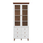 White MDF Display Storage Cabinet with Glass Doors and Adjustable Shelves
