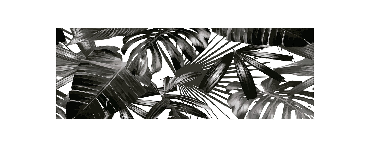 Black Leaves 19.6 in. x 55 in. Anti-Fatigue Kitchen Runner Mat