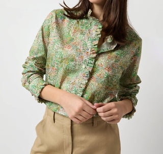 Ann Mashburn - Elbow-Sleeve Frill Shirt