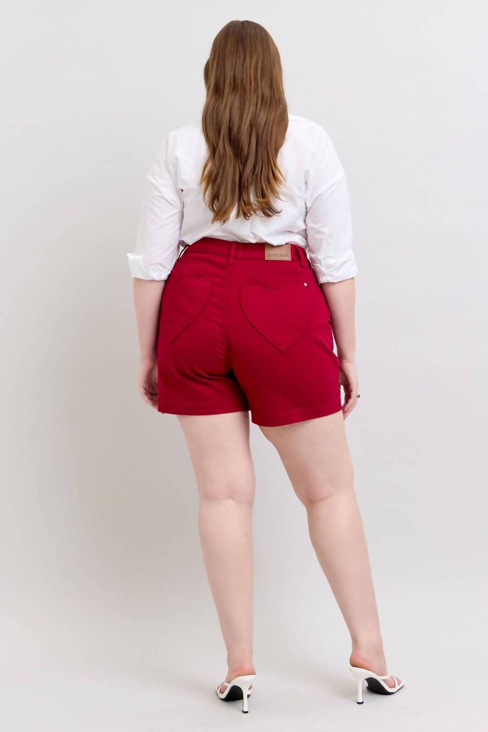 Judy Blue - High Waist Tummy Control Garment Heart Shaped Pocket Trouser Denim Short
