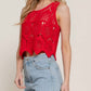 Active Basic - Women's Cotton Crochet Crop Tank Top
