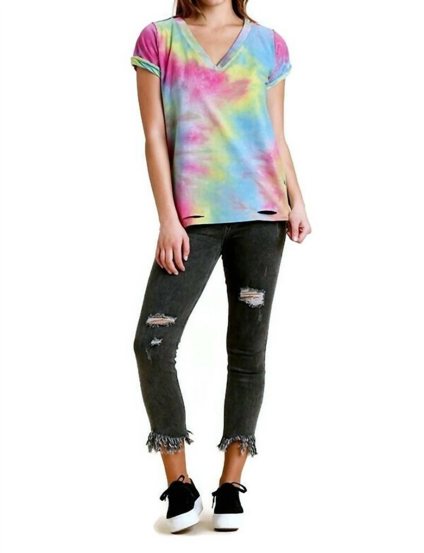 Umgee - Distressed Tie Dye Top