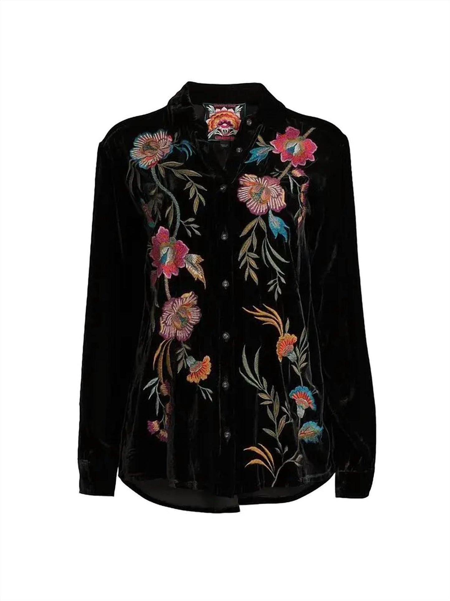 Adore - Women's Velvet Button Down Top