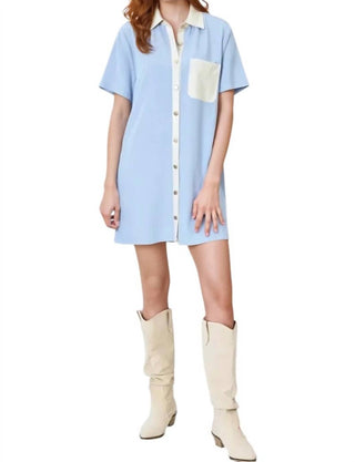 Entro - Alexa Vegan Leather Trim Shirt Dress