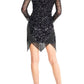 Aidan Mattox - Long Sleeve Beaded Mesh Dress