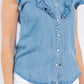 Paparazzi - Tencel Denim Ruffle Front Sleeveless Shirt