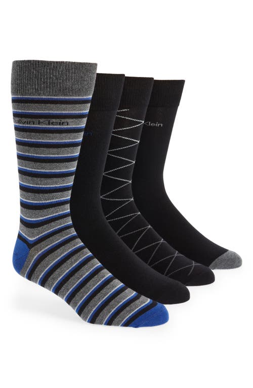 Calvin Klein Men's Assorted Pattern Dress Crew Socks - 4 Pack