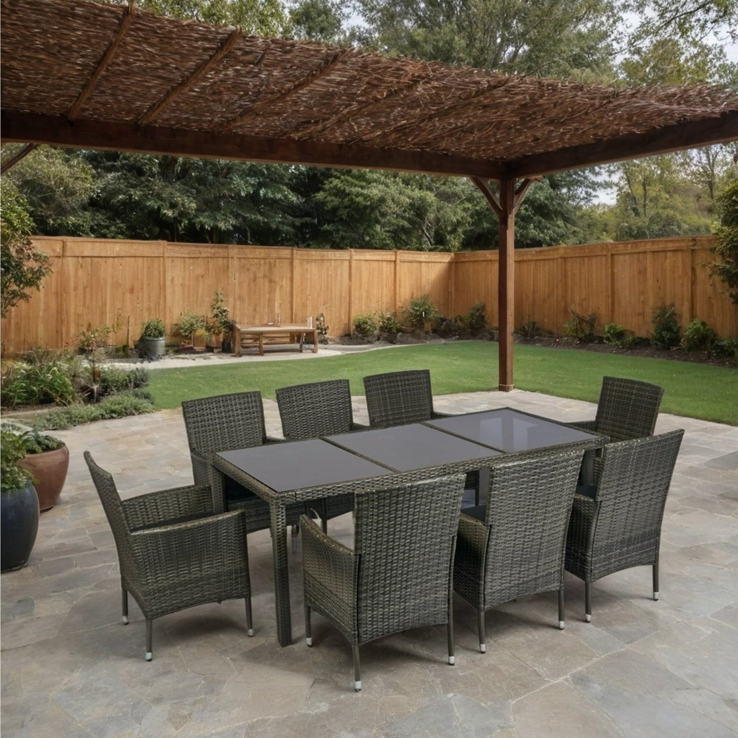 9 Piece Outdoor Patio Wicker Dining Set