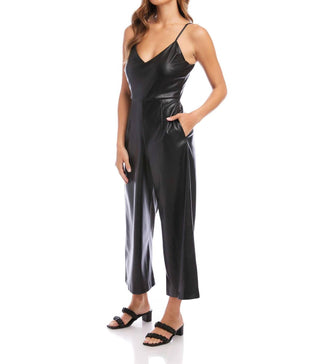 Fifteen Twenty - Faux Leather Cropped Jumpsuit