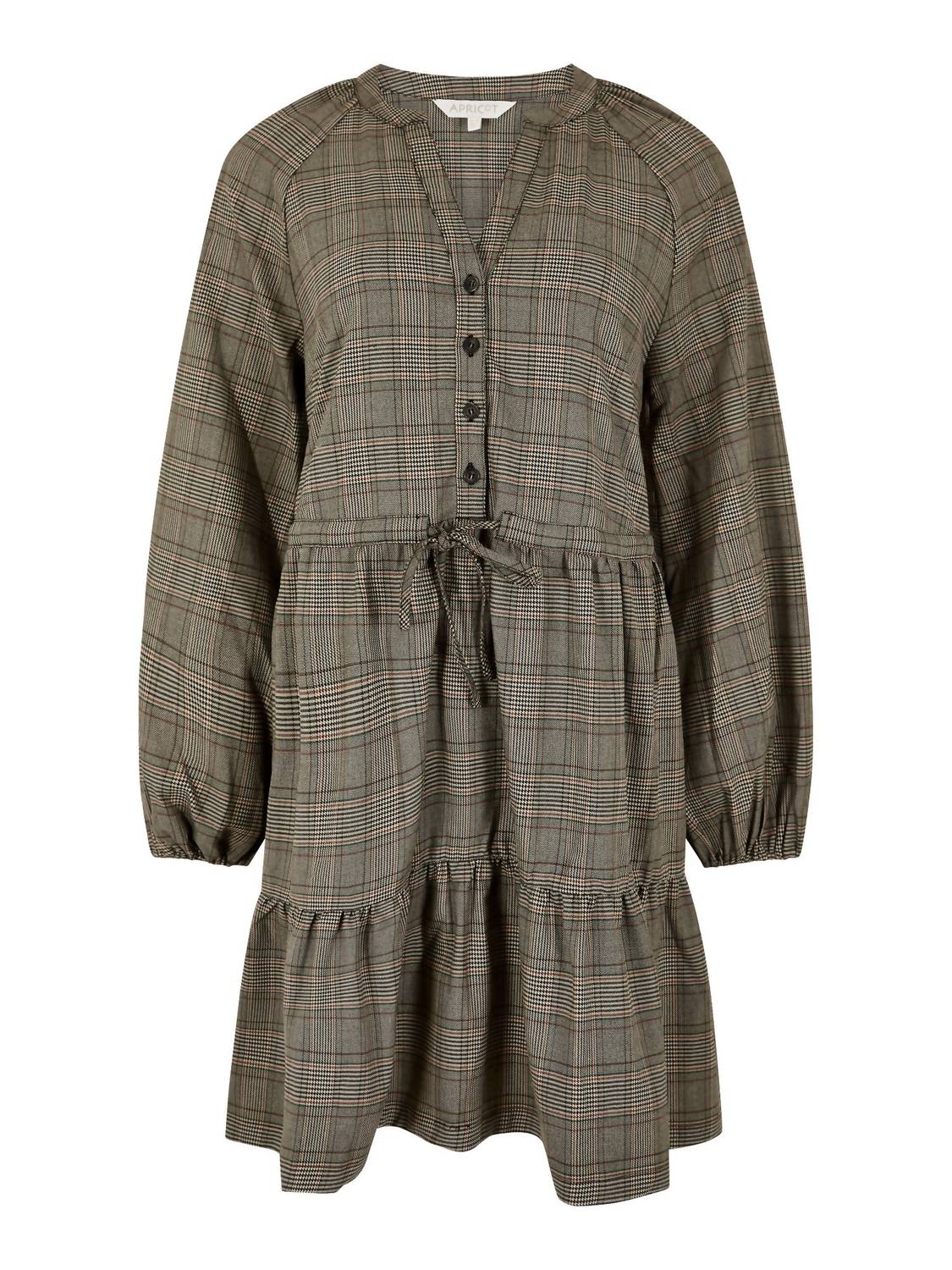 Apricot - HERITAGE CHECK RUFFLE HEM MINI DRESS