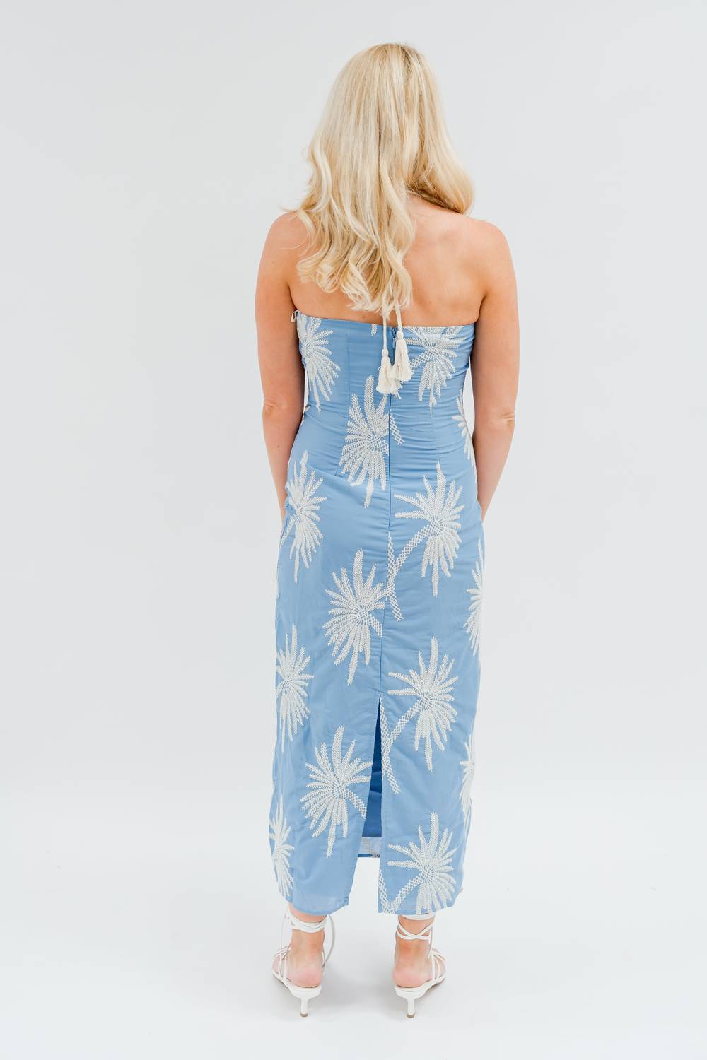 Arose Studio - Embroidered Halter Maxi Dress