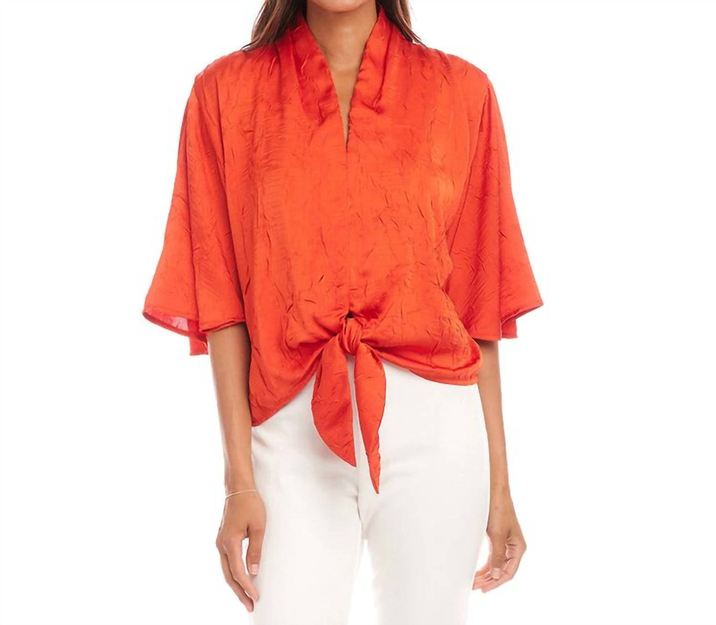 Karen Kane - Flare Sleeve Tie Front Top