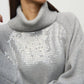 Joseph Ribkoff - Sequined Long Sleeve Cowl Neck Sweater