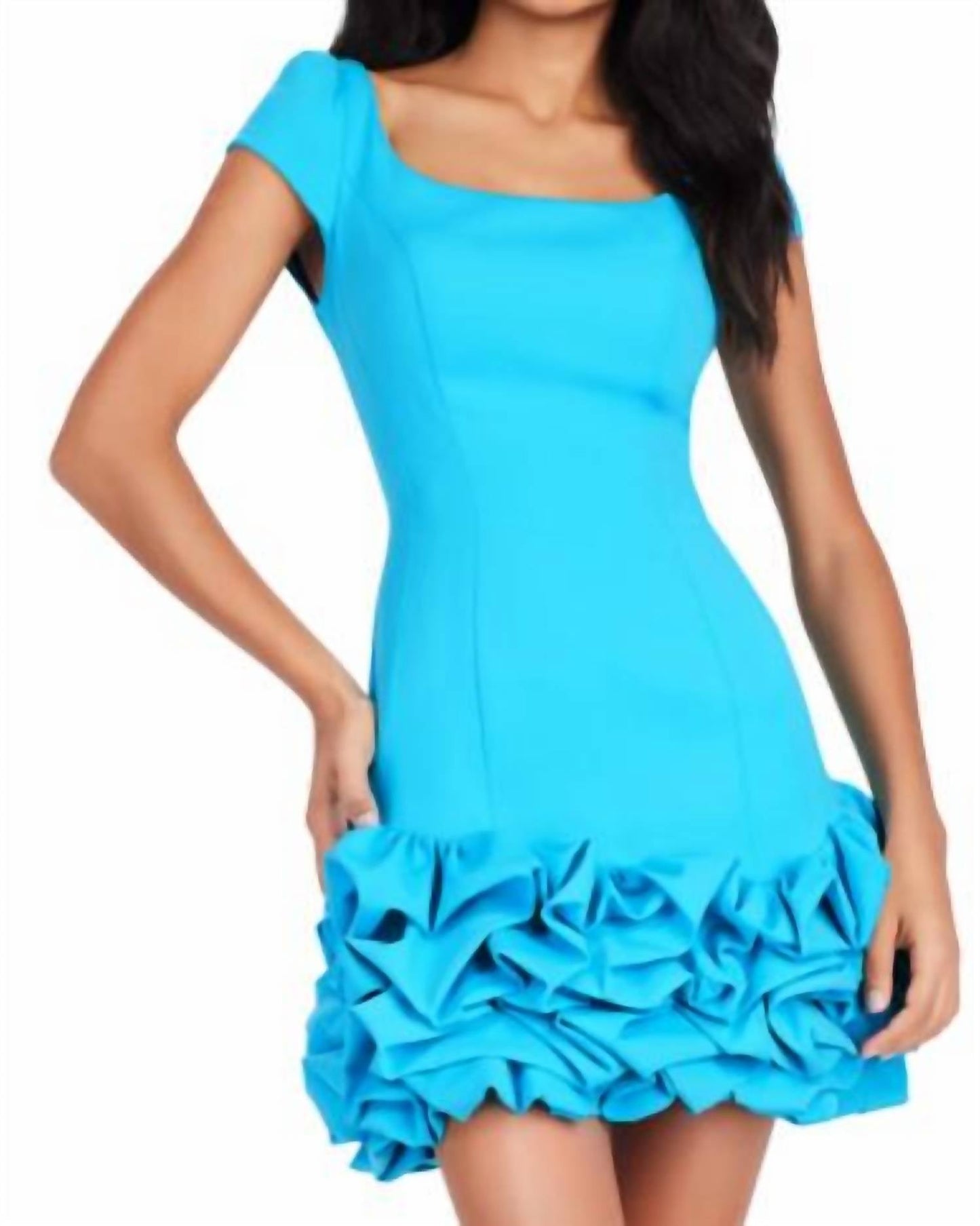 Ashleylauren - Scuba Cocktail Dress With Rosette Skirt.