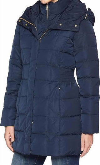 Cole Haan - Taffeta Down Coat With Bib Front And Dramatic Hood