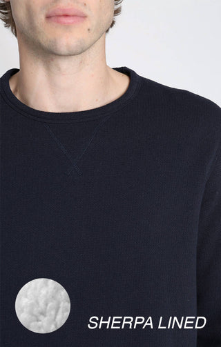 Jachs New York - Kent Recycled Jacquard Sherpa Lined Crewneck Sweater