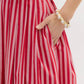 Entro - Pleated Striped Midi Skirt