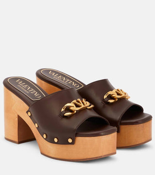 Valentino Garavani - Women's Vlogo Chain Leather Mules