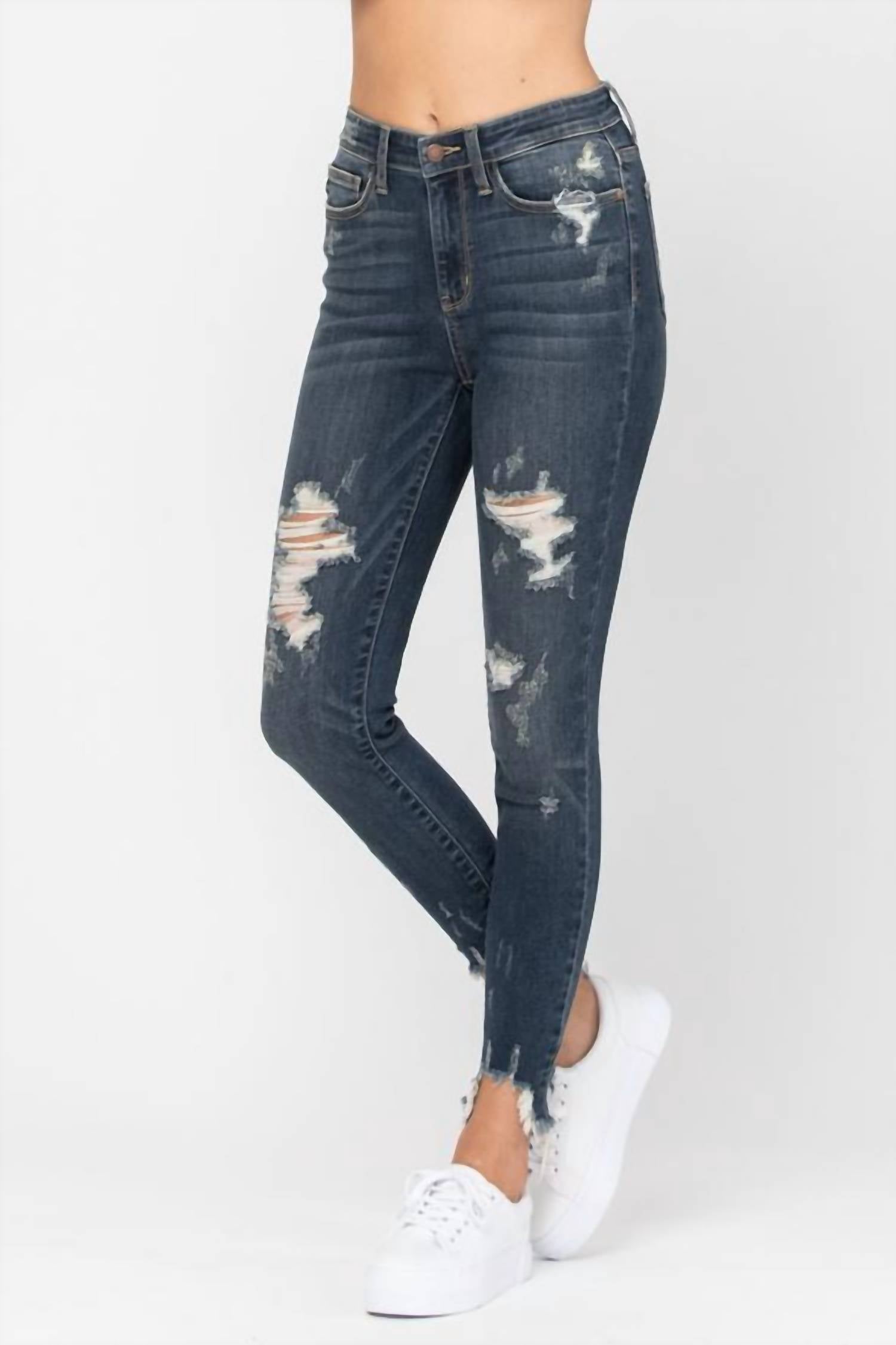 judy-blue-destroyed-hem-skinny-jeans
