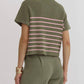 Entro - Mock Neck Striped Top