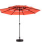 Aluminium 10ft 3-Tier Auto-Tilt Outdoor Patio Umbrella - Orange