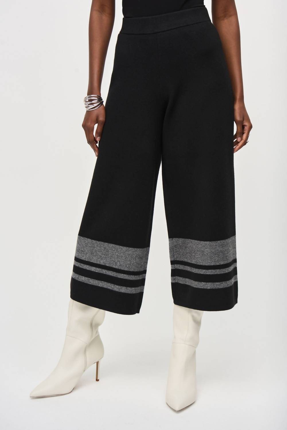 Joseph Ribkoff - Striped Knit Pull On Culotte Pant