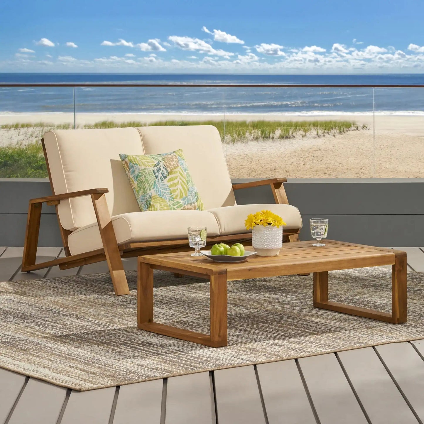 Paloma Contemporary Loveseat and Coffee Table Set
